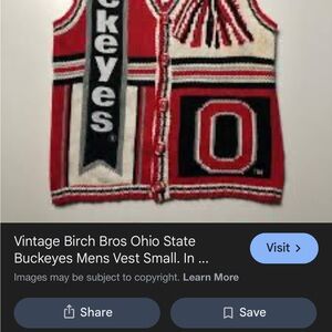 Vintage Ohio State Buckeyes Red & White Knit Cardigan Vest